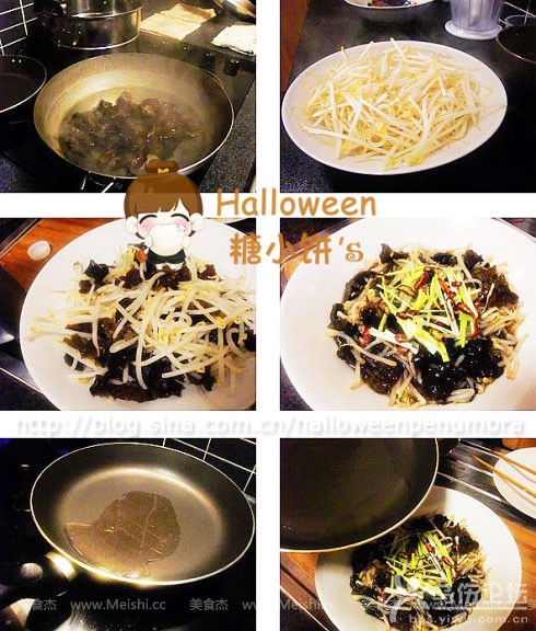 豆芽拌木耳